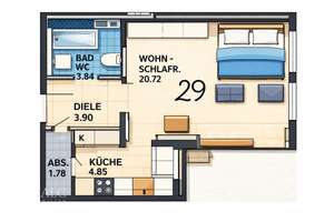 Gepflegte 1-Zimmer-Wohnung mit Balkon – vermietet und ideal für Kapitalanleger – Die vollständige Adresse der Immobilie erhältst du vom Anbieter., 90491 Schoppershof, Nürnberg – Vorschaubild 7