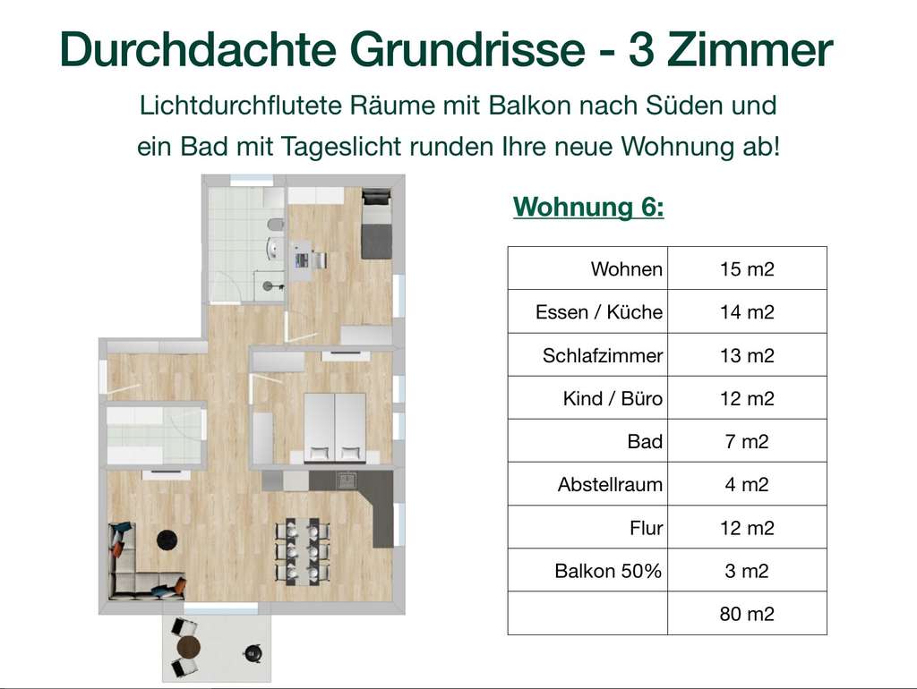 Immobilie in Regenstauf - KfW40 Neubau - 3 Zimmer DG mit Südbalkon - Bild 2