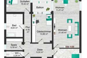 Helle, Großzügige 3 Zimmer-Wohnung mit Balkon in Zuchering Ingolstadt – Philipp-Reis-str, 5, 85051 Süd, Ingolstadt – Vorschaubild 2