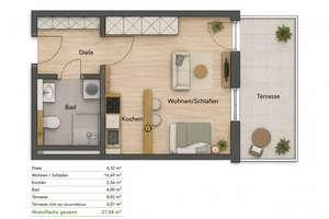 Attraktive Kapitalanlage in Würzburg-Frauenland – moderne 1-Zimmer-Wohnung mit Terrasse & Stellplatz – Die vollständige Adresse der Immobilie erhältst du vom Anbieter., 97074 Frauenland, Würzburg – Vorschaubild 8