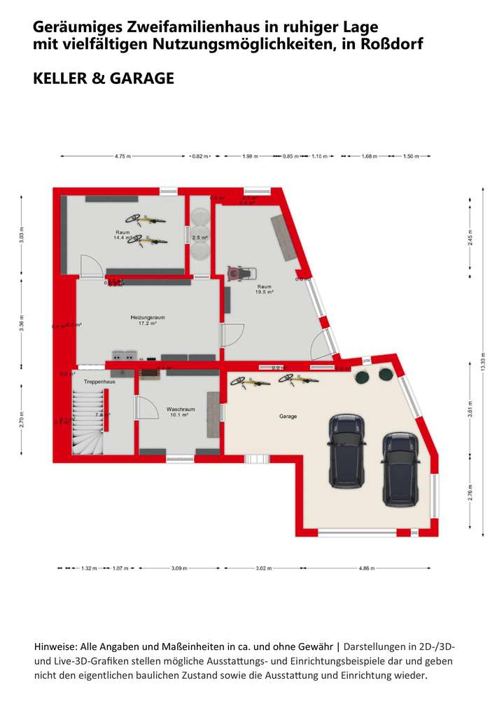 Grundriss  - Keller und Garage