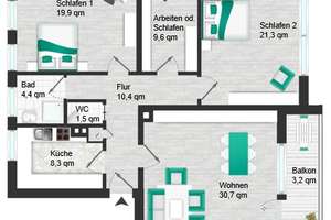 4-Zimmer-Wohnung mit Balkon in Nürnberg. Direkt am Dutzendteich. – Die vollständige Adresse der Immobilie erhältst du vom Anbieter., 90478 Dutzendteich, Nürnberg – Vorschaubild 17