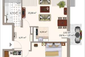 Dachgeschosswohnung mit Balkon und TG-Stellplatz – Gepflegte Kapitalanlage in München-Forstenried – Karl-Valentin-Str. 44, 81476 Forstenried, München – Vorschaubild 24