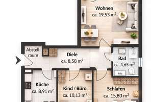 Attraktive 3-Zi-Wohnung in München mit Garage – Eigennutzung oder Kapitalanlage – Die vollständige Adresse der Immobilie erhältst du vom Anbieter., 80992 Alt-Moosach, München – Vorschaubild 24