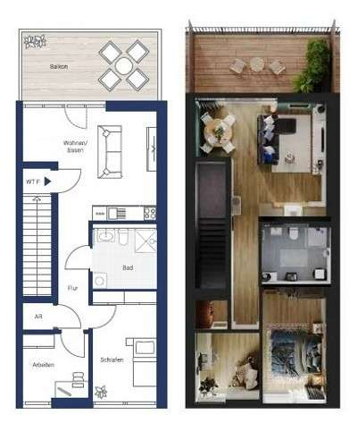 Grundriss 3-Raum-Wohnung