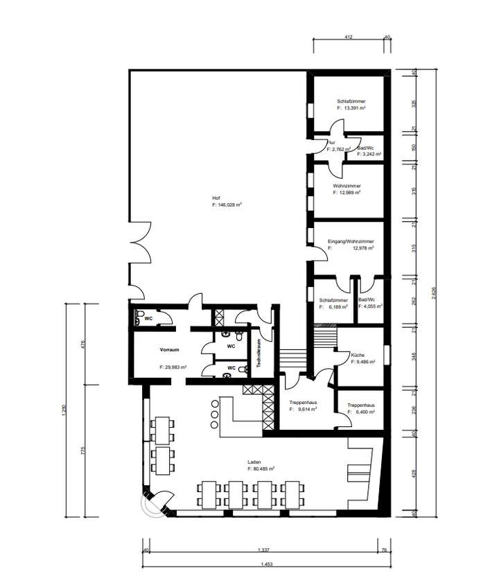 Grundriss EG und Laden