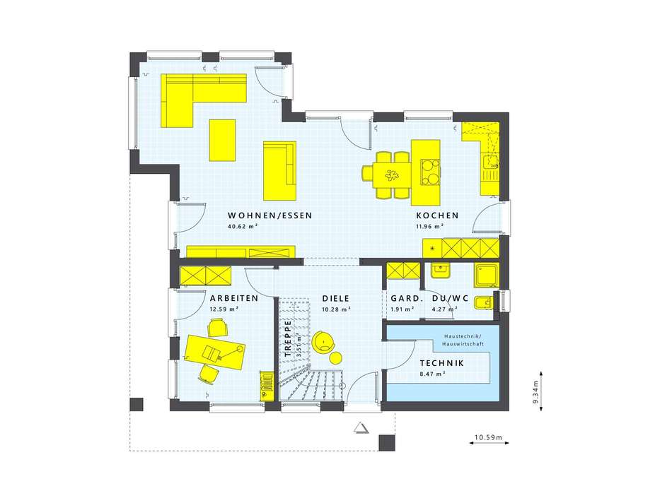 Cleverer Wohnraum-Grundriss