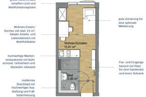 Erstbezug modernes Studentenapartment nahe Uni in Regensburg – Otto-Hahn-Straße 40, 93053 Galgenberg, Regensburg – Vorschaubild 3