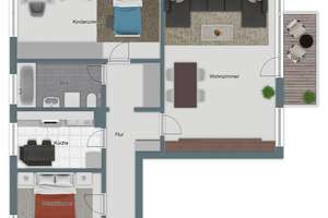 Vermietete 3-Zimmer-Wohnung mit Balkon in Augsburg-Lechhausen – Die vollständige Adresse der Immobilie erhältst du vom Anbieter., 86165 Lechhausen-Ost, Augsburg – Vorschaubild 10