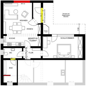 Seniorengerechte 1,5 - 2-Zimmer-Wohnung mit Terrasse in Feuersbach