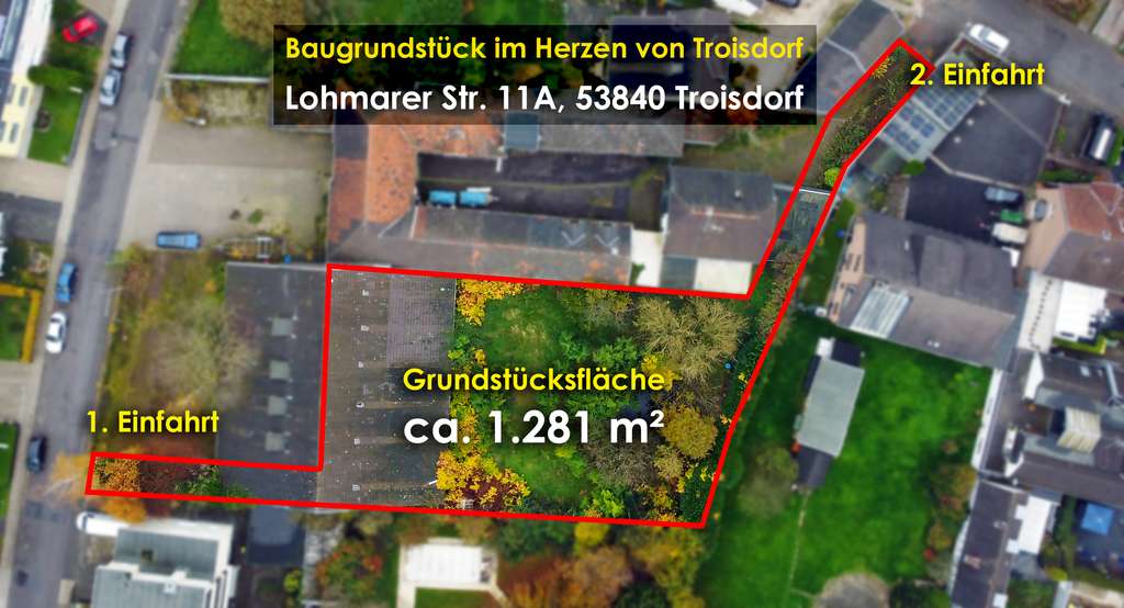 ✅ BAUGRUNDSTÜCK 💎 1.281 m² in bester Troisdorfer Lage: Zentral, flexibel, renditestark