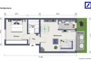 2-Zimmer-Wohnung mit Terrasse und Stellplatz in ruhiger Lage von Stuttgart-Vaihingen – Die vollständige Adresse der Immobilie erhältst du vom Anbieter., 70563 Österfeld, Stuttgart – Vorschaubild 1