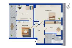 Bezugsfreie 3-Zimmer-Dachgeschosswohnung mit Terrasse in Berlin nahe Tegeler Hafen – Die vollständige Adresse der Immobilie erhältst du vom Anbieter., 13507 Tegel, Berlin – Vorschaubild 9