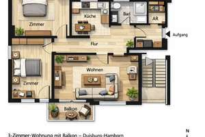 Helle 3-Zimmer-Wohnung mit Balkon in Duisburg-Hamborn – Kolpingstr. 96, 47166 Alt-Hamborn, Duisburg – Vorschaubild 11