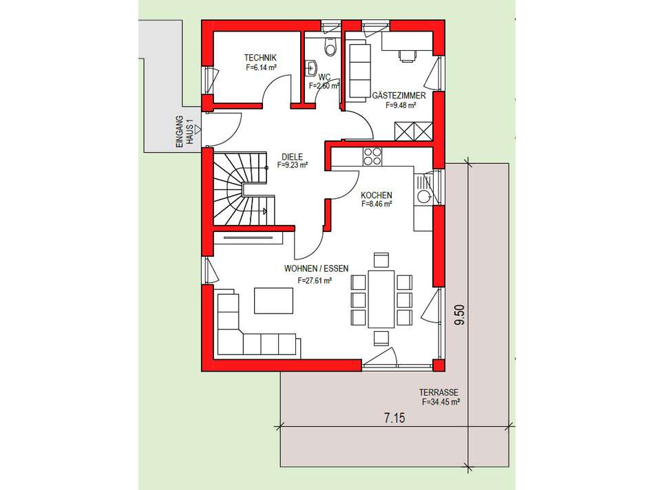 Grundriss EG_Haus 1