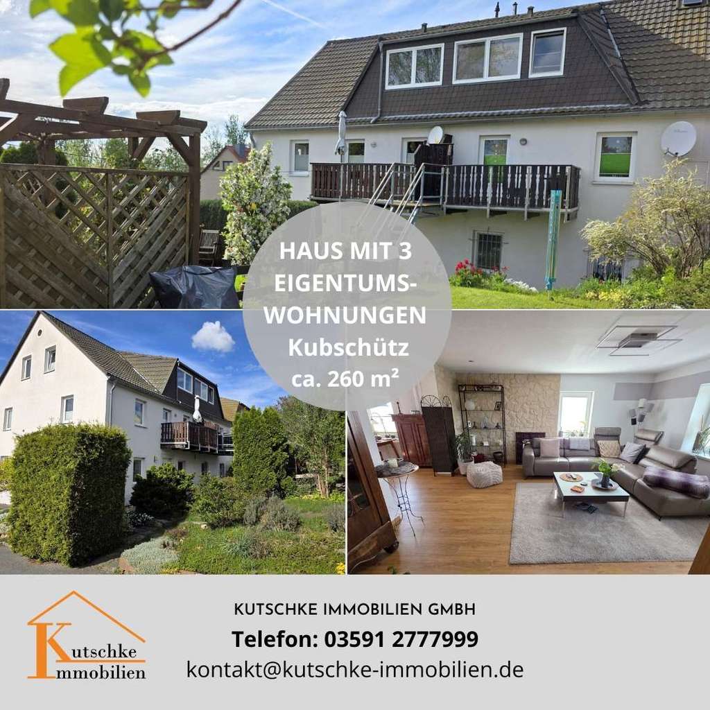 Immobilie in Kubschütz - Kubšicy - 2 KM vor Bautzen, ein gepflegtes Haus mit 3 Eigentumswohnungen im Paket + - Bild 0