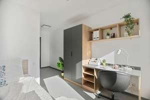 Voll möbliertes & modernes Einzelzimmer mit privatem Bad – direkt am Milaneo – 10 Min zu Hbf – Wolframstraße 36, 70191 Am Pragfriedhof, Stuttgart – Vorschaubild 1