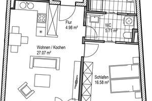 Da kommt man gern Heim. praktische 2-Zimmer-Wohnung mit EBK, Dusche, Badewanne und Einbauschränken – Goldschmidtstraße 39, 4103 Zentrum-Südost, Leipzig – Vorschaubild 9