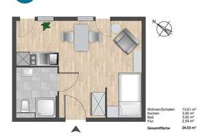 Möblierte Studentenwohnung in Aachen zu vermieten -  24,53 m² – Die vollständige Adresse der Immobilie erhältst du vom Anbieter., 52072 Ponttor, Aachen – Vorschaubild 14