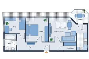 Tollwitz; kl. 3-Raum-DG-Wg. am Park, mit  Balkon, EBK und Pkw-Stellplatz, frei ab sofort – Teuditzer Straße 1b, 6231 Tollwitz – Vorschaubild 2