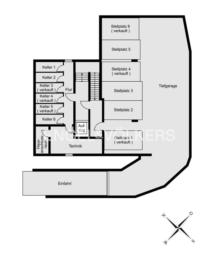 Grundriss Tiefgarage und Ke...