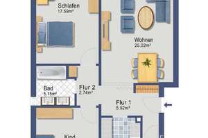 Helle 3-Zimmer-Wohnung mit Balkon &amp; Garage in Darmstadt-Arheilgen – Die vollständige Adresse der Immobilie erhältst du vom Anbieter., 64291 Arheilgen, Darmstadt – Vorschaubild 2