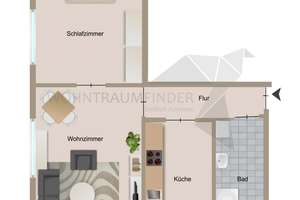 !! Grün und Ruhig Wohnen !! Helle 2-Zimmer-Wohnung mit Einbauküche und Tageslichtbad – Rilkestraße 76, 9114 Borna-Heinersdorf, Chemnitz – Vorschaubild 2