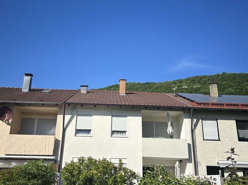 Blick vom Garten auf das Haus