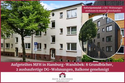 MFH in Hamburg-Wandsbek, bereits aufgeteilt in 8 Einheiten, mit genehmigtem Dachausbau und Balkonen