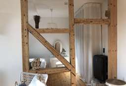 Blick Wohnzimmer Schlafzimmer