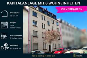 Recklinghausen-Zentrum gepflegtes Mehrfamilienhaus – Die vollständige Adresse der Immobilie erhältst du vom Anbieter., 45657 Nordviertel, Recklinghausen – Vorschaubild 1