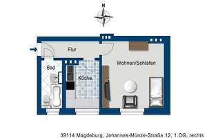 Frei und völlig entspannt: Willkommen in der ersten eigenen Wohnung! – Johannes-Münze-Str. 12, 39114 Cracau, Magdeburg – Vorschaubild 2