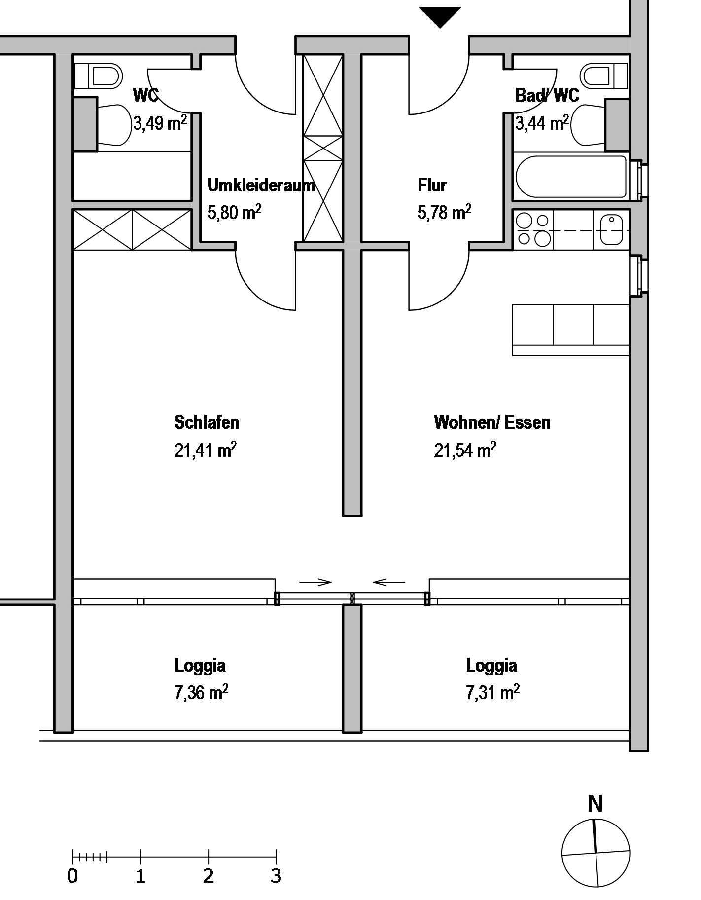 Provisionsfrei: 2-Zimmer-Whg. mit 2 Süd-Loggien, Schwimmbad, Sauna, Aufzug, Tiefgarage, Traunstein Kreis – Bild 3