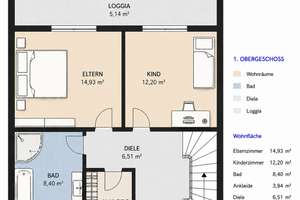 Familienfreundliches Reihenmittelhaus mit Garten, Loggia, Kamin & Garage in ruhiger Sackgassenlage  – Am Gerichtshaus 50, 45257 Kupferdreh, Essen – Vorschaubild 3