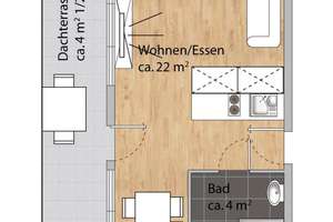 Studentischer Wohnkomfort am Galgenberg - 1 Zimmer Apartment mit Blick ins Grüne  – Die vollständige Adresse der Immobilie erhältst du vom Anbieter., 93053 Galgenberg, Regensburg – Vorschaubild 9