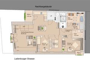 Neubau 4-Zimmerwohnung mit Lifthaltestelle in der Wohnung, zwei Balkonen und Loggia – Ladenburger Straße 14, 69120 Neuenheim, Heidelberg – Vorschaubild 8