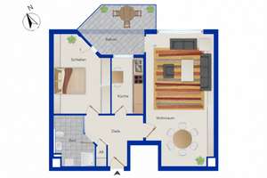 Baujahr ca. 2002: Zentral gelegene 2-Zimmer-Wohnung mit Balkon und Aufzug nähe Dortmunder Ruhrallee – Die vollständige Adresse der Immobilie erhältst du vom Anbieter., 44141 Westfalendamm, Dortmund – Vorschaubild 6