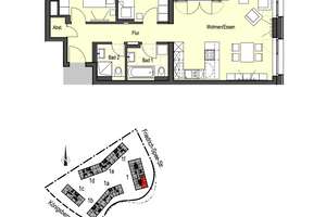 13. Etage mit Fernblick!!  3-Zimmer in Mainnähe mit Einbauküche und Balkon! – Königsberger Straße 1, 97072 Sanderau, Würzburg – Vorschaubild 2