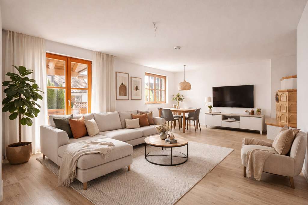 Immobilie in Röhrmoos - Lichtdurchflutete Maisonette-Wohnung mit Balkon, Garten und Garage in Großinzemoos! - Bild 0