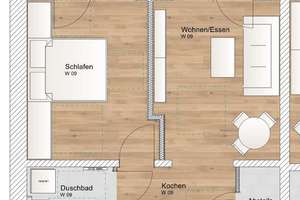KfW 40 QNG: 150.000 € Förderkredit - 2 Zimmer Wohnung mit Nordbalkon – Wasserturmstraße 3-5, 85748 Garching bei München – Vorschaubild 2