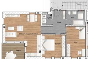 Erstbezug in Moosach: Moderne 3-Zimmer-Neubauwohnung mit schöner Süd-West Balkonterrasse – Die vollständige Adresse der Immobilie erhältst du vom Anbieter., 80992 Moosach-Bahnhof, München – Vorschaubild 8
