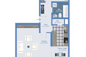 Ruhe - Sonne - Luft und viel Grün: Freie 2 1/2-Zimmer-ETW mit Südost-Balkon und TG-Stellplatz – 70195 Botnang-Süd, Stuttgart – Vorschaubild 11