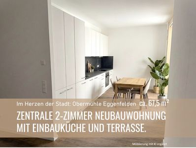 Zentrale 2-Zimmer Neubauwohnung 67m2 mit Einbauküche & Terrasse