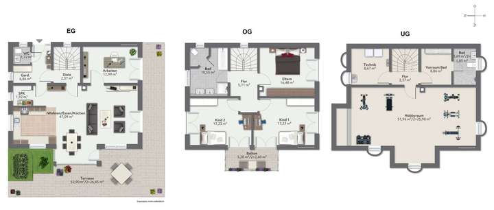 Grundrisse des Einfamilienhaus