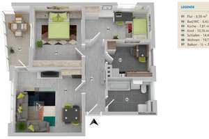Helle und ruhig gelegene 3-Zimmer-Wohnung in Wolfsburg Nord – 38448 Tiergartenbreite, Wolfsburg – Vorschaubild 18
