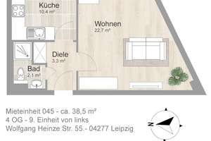 Mit Blick in den wunderschönen, grünen Innenhof*Auf Wunsch mit Einbauküche! – Wolfgang-Heinze-Str. 55, 4277 Connewitz, Leipzig – Vorschaubild 13