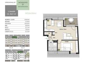 Neuausbau! Exklusive 2-Zimmer-Dachgeschosswohnung mit Loggia! Gereonswall 89, WE 21