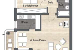Renovierte 2-Zimmer-Wohnung mit Balkon&Tiefgarage(Erbpacht)