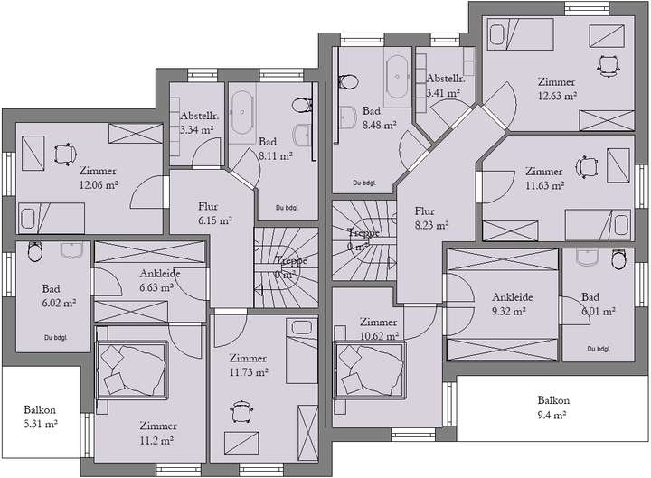 PrI 9307 Grundriss OG Haus 1