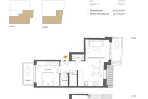 3-Zimmer-Wohnung, Maisonettewohnung über zwei Etagen mit drei Balkonen – Die vollständige Adresse der Immobilie erhältst du vom Anbieter., 80807 Milbertshofen, München – Vorschaubild 6
